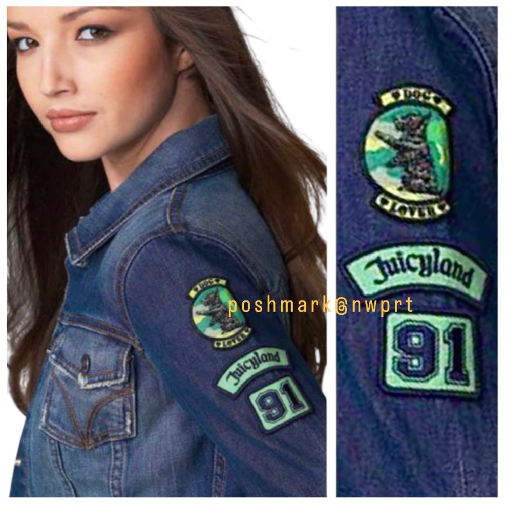 JUICY COUTURE 🐕 Denim Patches Jacket Juicyland Scottie Dog Lover Jean XS S